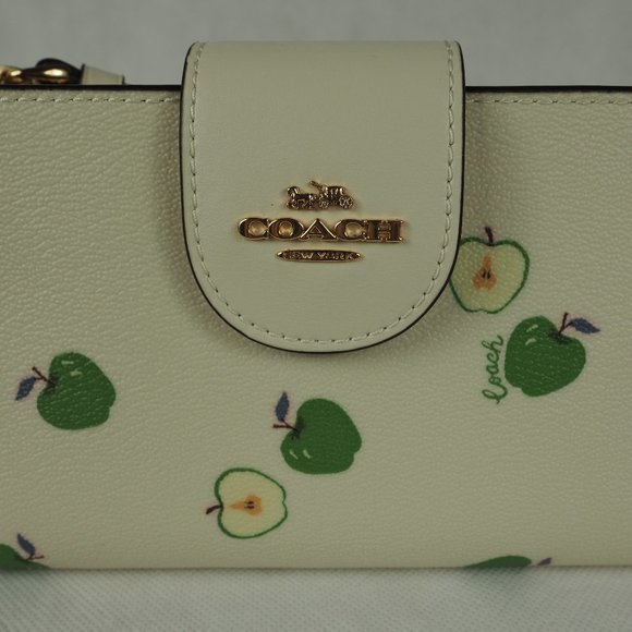 Coach Tech Wallet Canvas Leather Phone Apple Print Chalk White Green Multi C4607 - Picture 2 of 10